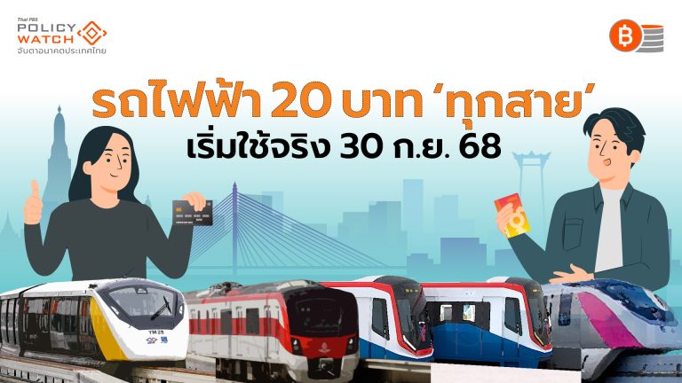 รถไฟฟ้า 20 บาท “ทุกสาย" เริ่มใช้ 30 ก.ย.68